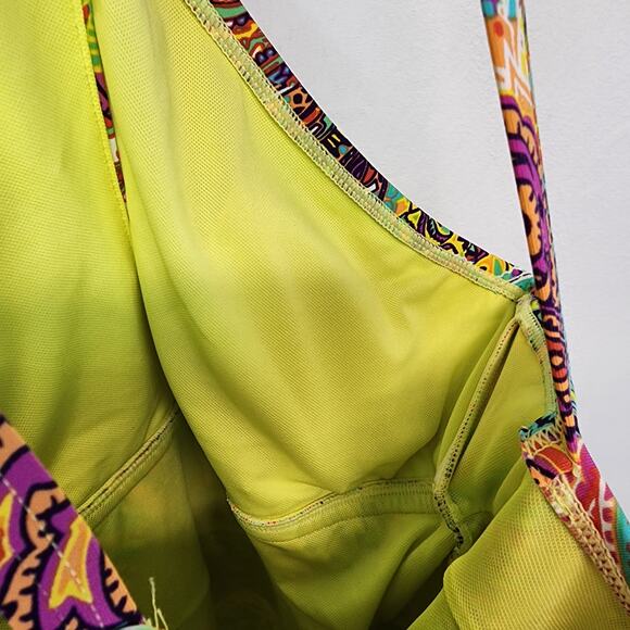 Bleu Rod Beattie Paisley One Piece Swimsuit Size 8 Halter Bohemian Psychedelic - Picture 11 of 14